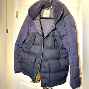 Men’s Moncler Navy Wool mixed media down coat